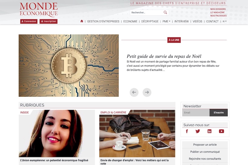 Apercu du site Monde Economique